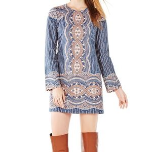 BCBGMaxazria Allina Burnout Deco Print Mesh Dress